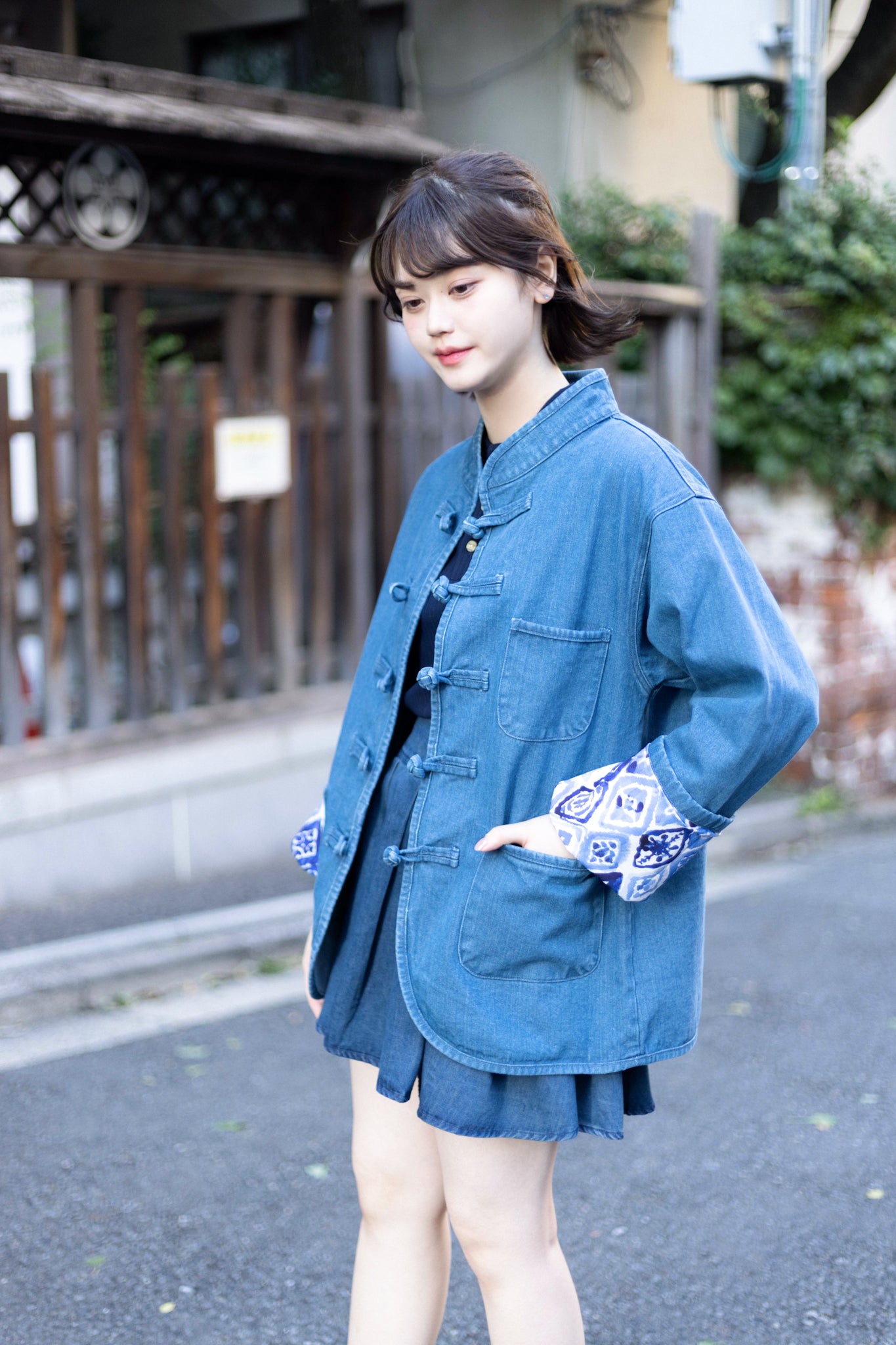 【露草色】Light Blue Washed Denim KF Jacket