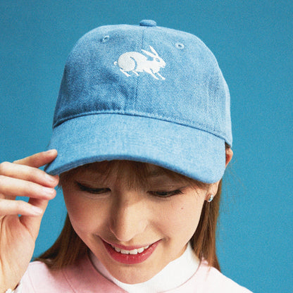 【Light Blue】Rabbit Embroidery Denim Cap - Full House Denim & Workshop