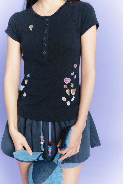 【Limited Edition】限定款 Sticker Enthusiasts Henley T-Shirt - Full House Denim & Workshop