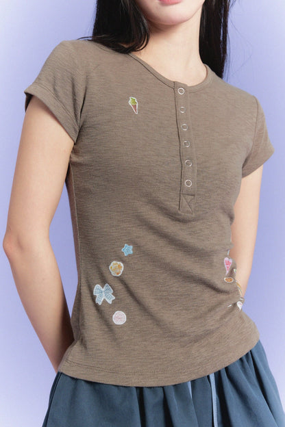 【Limited Edition】限定款 Sticker Enthusiasts Henley T-Shirt - Full House Denim & Workshop