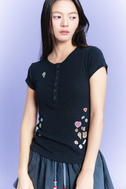 【Limited Edition】限定款 Sticker Enthusiasts Henley T-Shirt - Full House Denim & Workshop