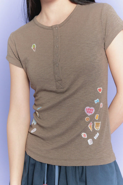 【Limited Edition】限定款 Sticker Enthusiasts Henley T-Shirt - Full House Denim & Workshop