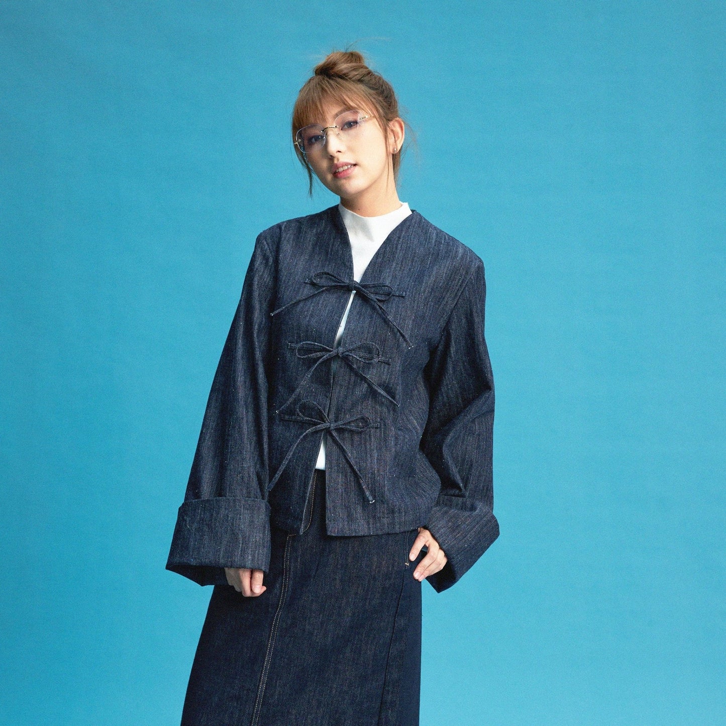 【NEW ARRIVAL】【黛藍蔥點】Aisumi Rainbow Yarn Knot - Knot Jacket - Full House Denim & Workshop