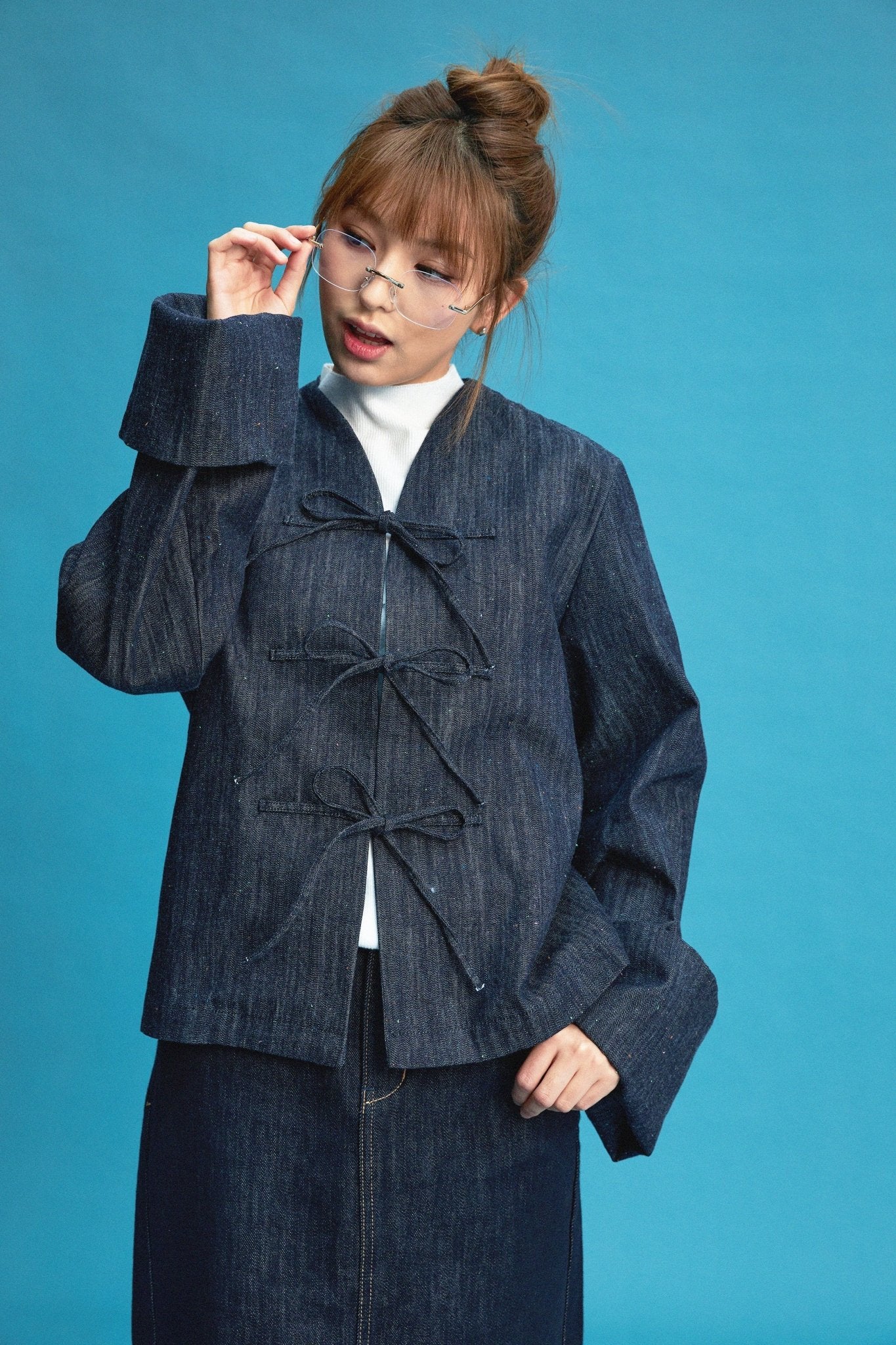 【NEW ARRIVAL】【黛藍蔥點】Aisumi Rainbow Yarn Knot - Knot Jacket - Full House Denim & Workshop