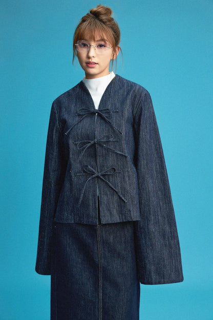 【NEW ARRIVAL】【黛藍蔥點】Aisumi Rainbow Yarn Knot - Knot Jacket - Full House Denim & Workshop