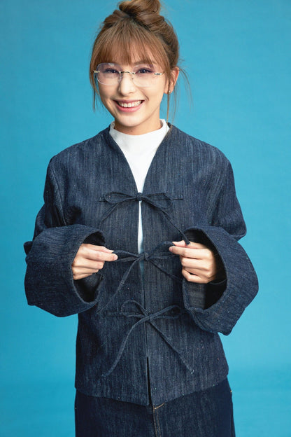 【NEW ARRIVAL】【黛藍蔥點】Aisumi Rainbow Yarn Knot - Knot Jacket - Full House Denim & Workshop
