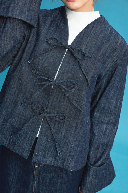 【NEW ARRIVAL】【黛藍蔥點】Aisumi Rainbow Yarn Knot - Knot Jacket - Full House Denim & Workshop