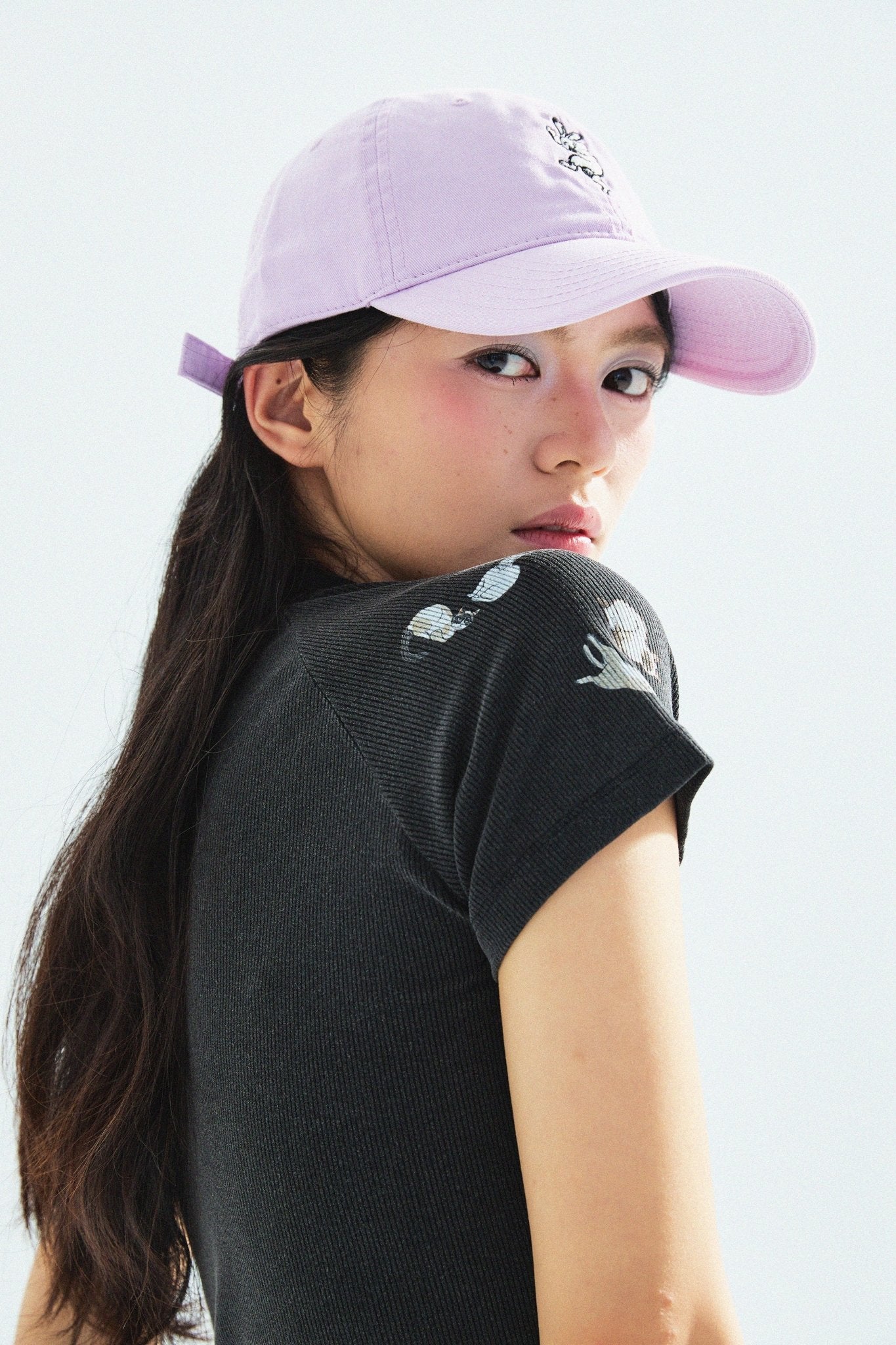 [Shoulder Ver.] Cat‘s Pose Ribbed Raglan T-shirt（Black） - Full House Denim & Workshop