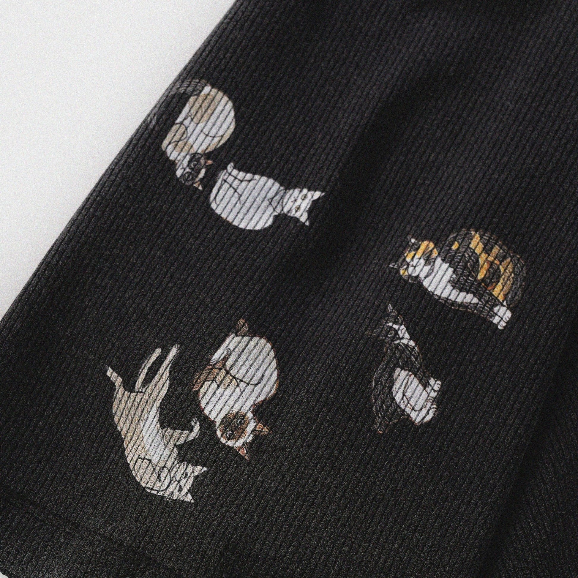 [Shoulder Ver.] Cat‘s Pose Ribbed Raglan T-shirt（Black） - Full House Denim & Workshop