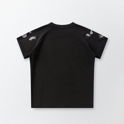 [Shoulder Ver.] Cat‘s Pose Ribbed Raglan T-shirt（Black） - Full House Denim & Workshop