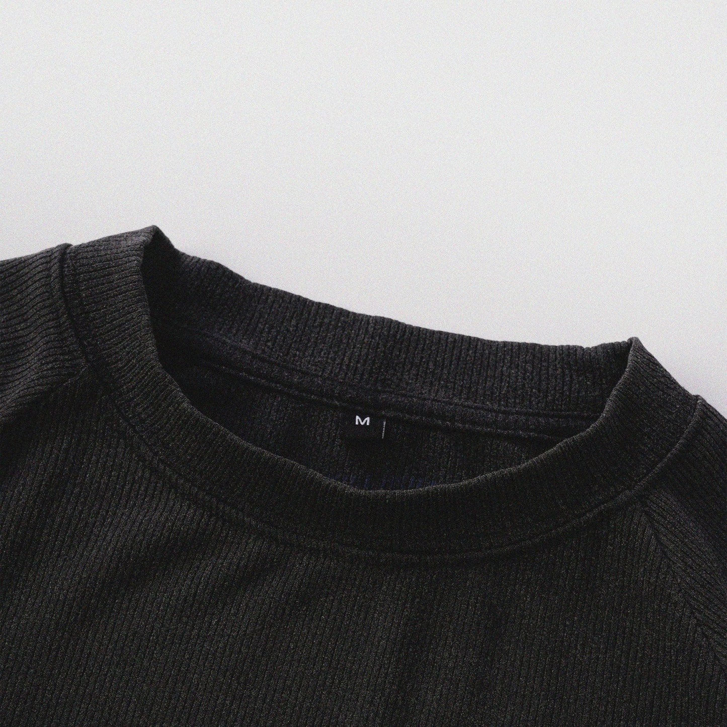 [Shoulder Ver.] Cat‘s Pose Ribbed Raglan T-shirt（Black） - Full House Denim & Workshop
