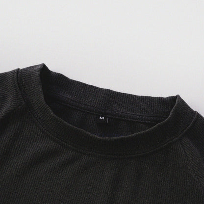 [Shoulder Ver.] Cat‘s Pose Ribbed Raglan T-shirt（Black） - Full House Denim & Workshop