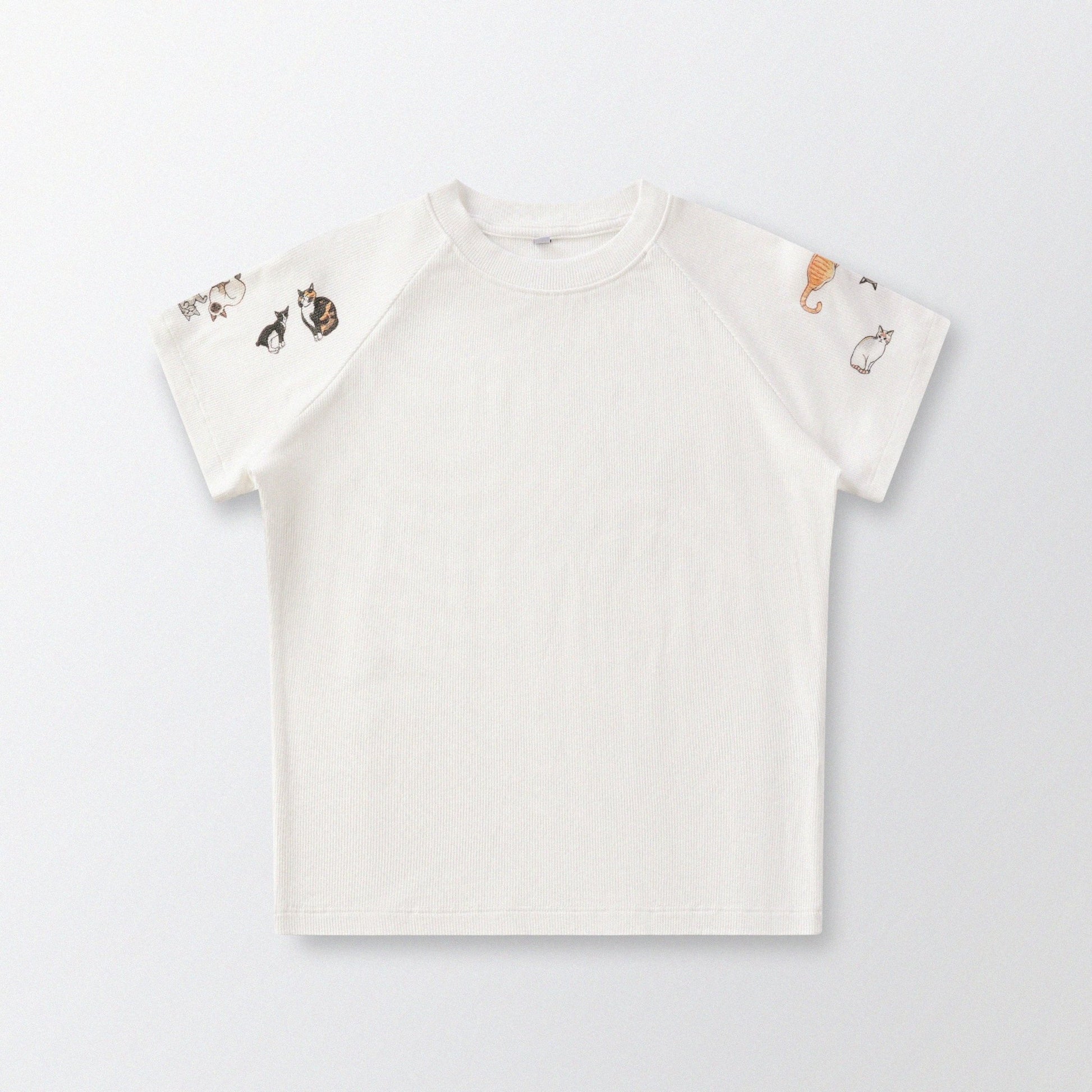 [Shoulder Ver.] Cat‘s Pose Ribbed Raglan T-shirt（Off White） - Full House Denim & Workshop