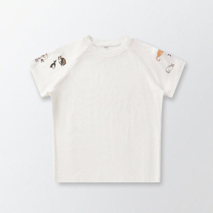 [Shoulder Ver.] Cat‘s Pose Ribbed Raglan T-shirt（Off White） - Full House Denim & Workshop