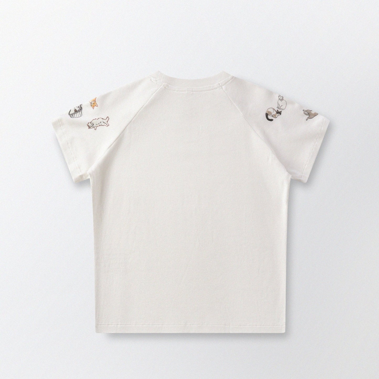 [Shoulder Ver.] Cat‘s Pose Ribbed Raglan T-shirt（Off White） - Full House Denim & Workshop