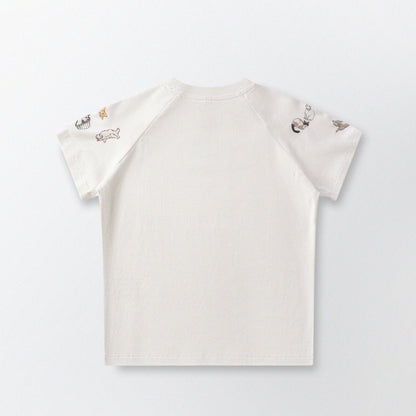 [Shoulder Ver.] Cat‘s Pose Ribbed Raglan T-shirt（Off White） - Full House Denim & Workshop