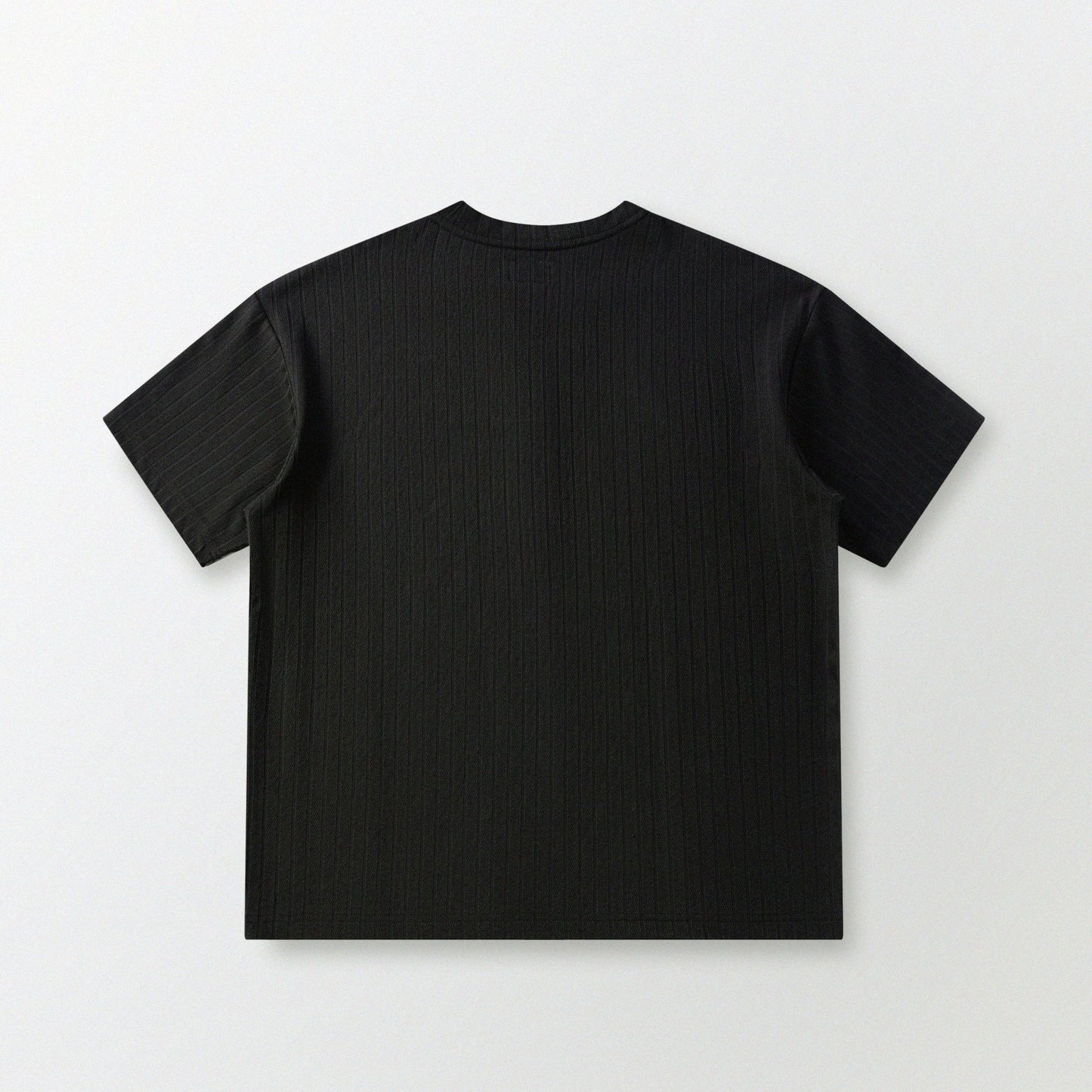 瓦通棉亨利領T-Shirt（純黑）Corrugated Cotton Henley T-Shirt（Black） - Full House Denim & Workshop