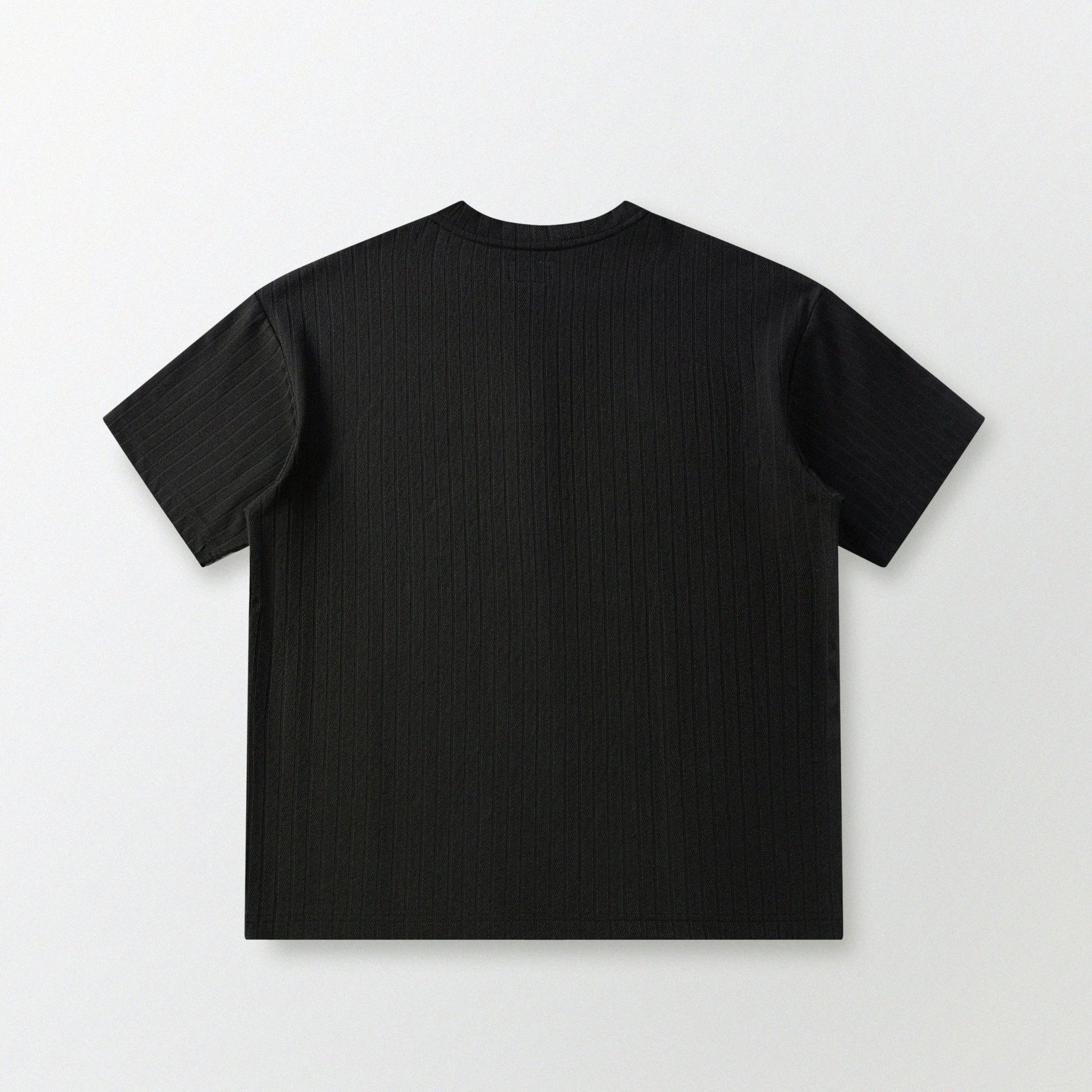瓦通棉亨利領T-Shirt（純黑）Corrugated Cotton Henley T-Shirt（Black） - Full House Denim & Workshop