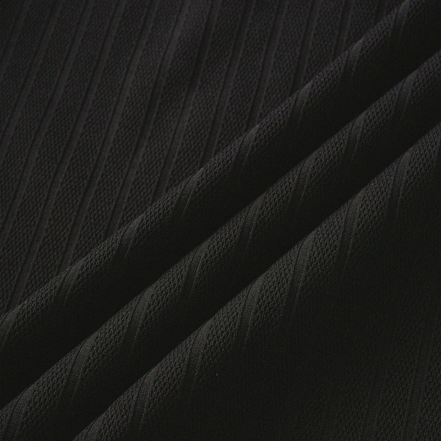 瓦通棉亨利領T-Shirt（純黑）Corrugated Cotton Henley T-Shirt（Black） - Full House Denim & Workshop