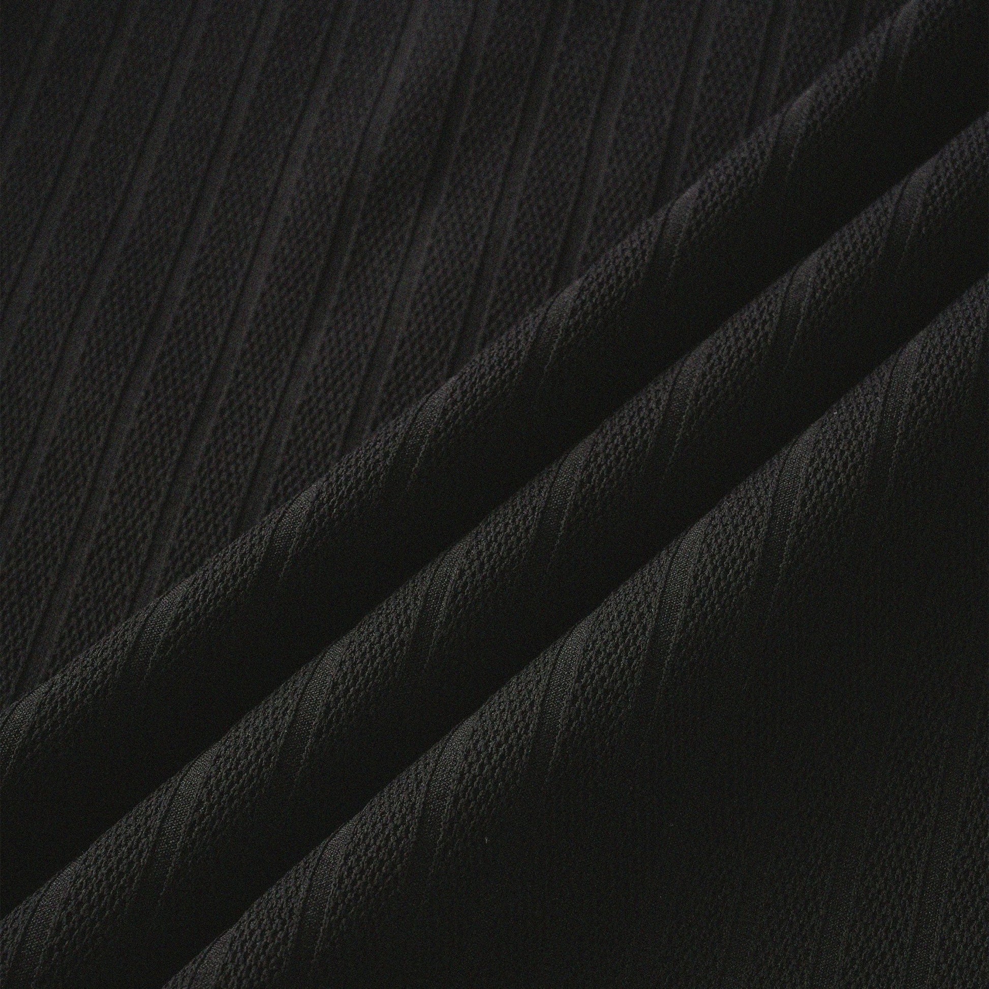 瓦通棉亨利領T-Shirt（純黑）Corrugated Cotton Henley T-Shirt（Black） - Full House Denim & Workshop
