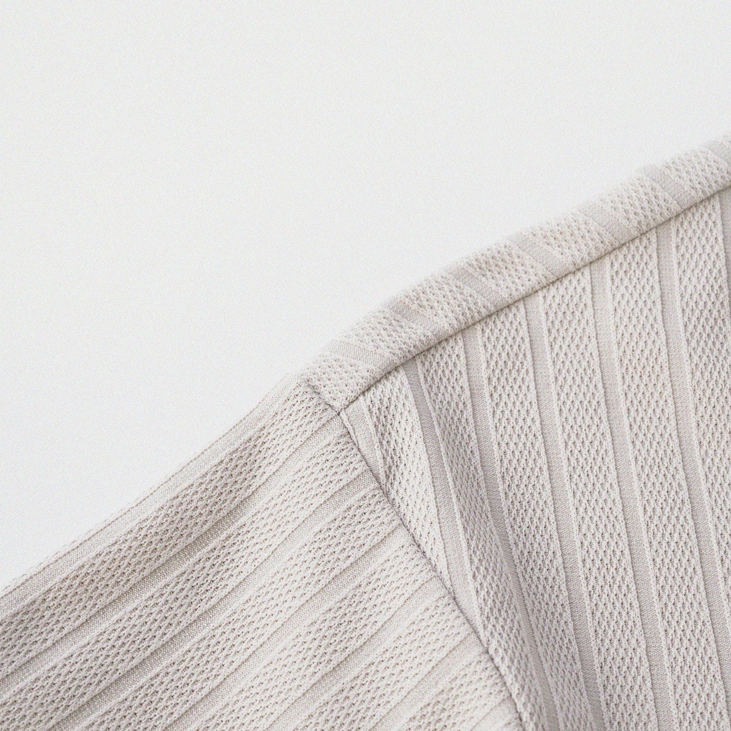 瓦通棉亨利領T-Shirt（象牙白）Corrugated Cotton Henley T-Shirt（Ivory） - Full House Denim & Workshop