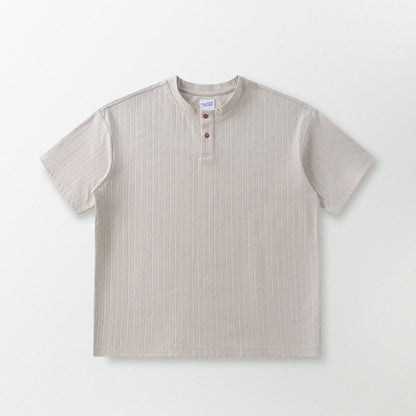 瓦通棉亨利領T-Shirt（象牙白）Corrugated Cotton Henley T-Shirt（Ivory） - Full House Denim & Workshop