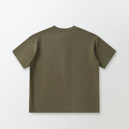 瓦通棉亨利領T-Shirt（橄欖綠）Corrugated Cotton Henley T-Shirt（Olive） - Full House Denim & Workshop