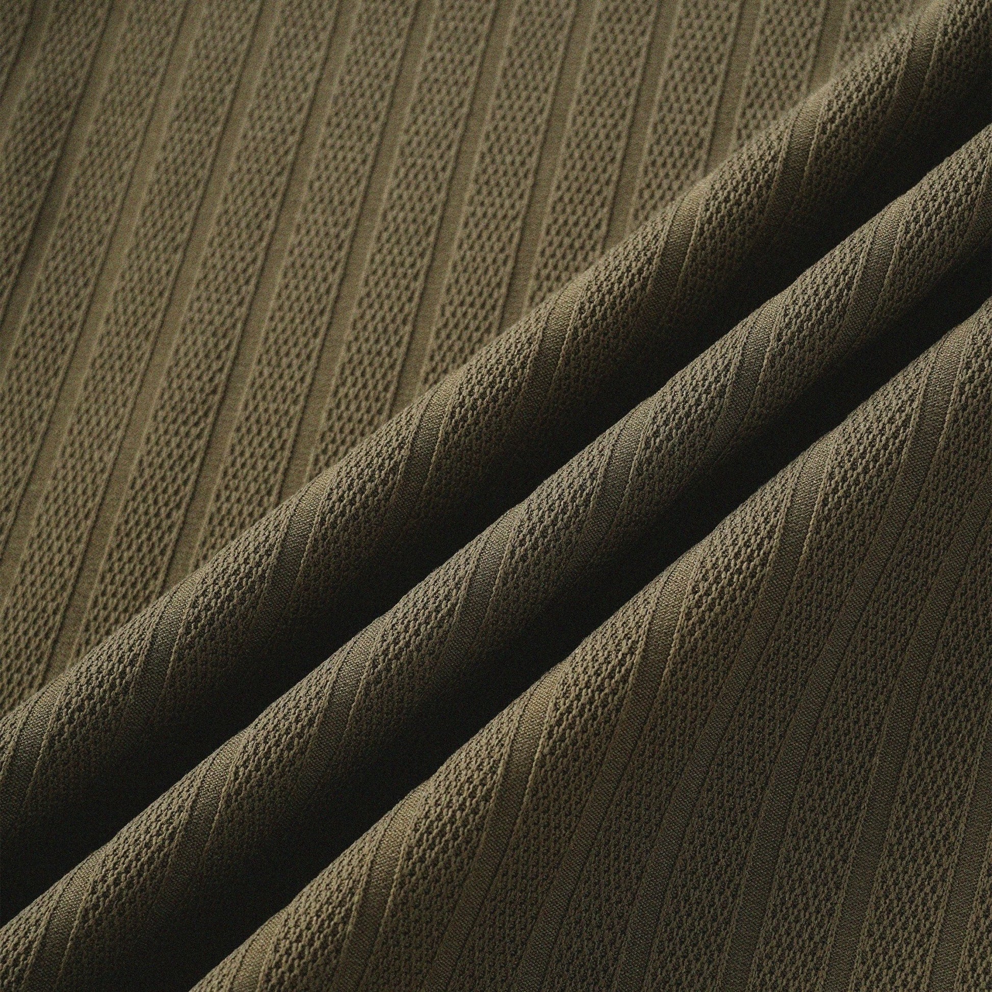 瓦通棉亨利領T-Shirt（橄欖綠）Corrugated Cotton Henley T-Shirt（Olive） - Full House Denim & Workshop