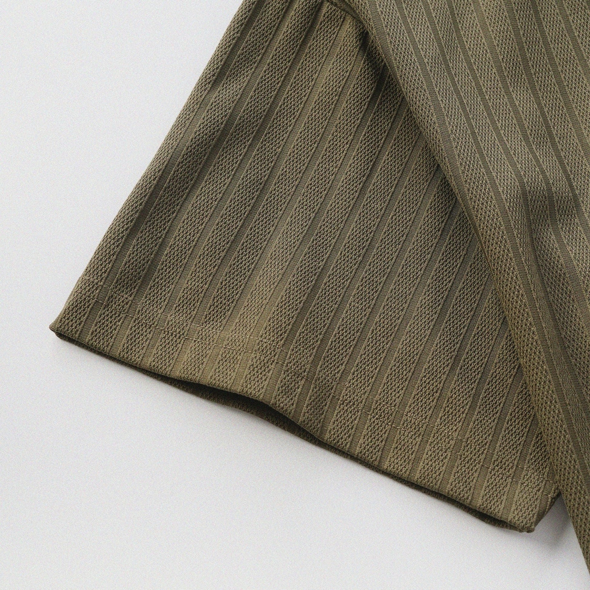 瓦通棉亨利領T-Shirt（橄欖綠）Corrugated Cotton Henley T-Shirt（Olive） - Full House Denim & Workshop
