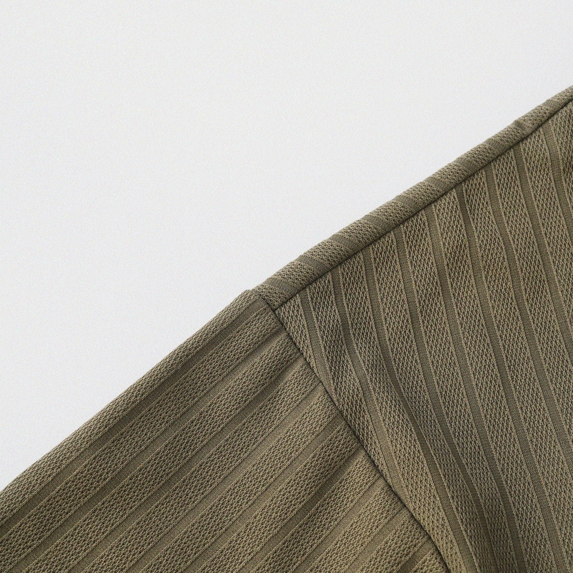 瓦通棉亨利領T-Shirt（橄欖綠）Corrugated Cotton Henley T-Shirt（Olive） - Full House Denim & Workshop