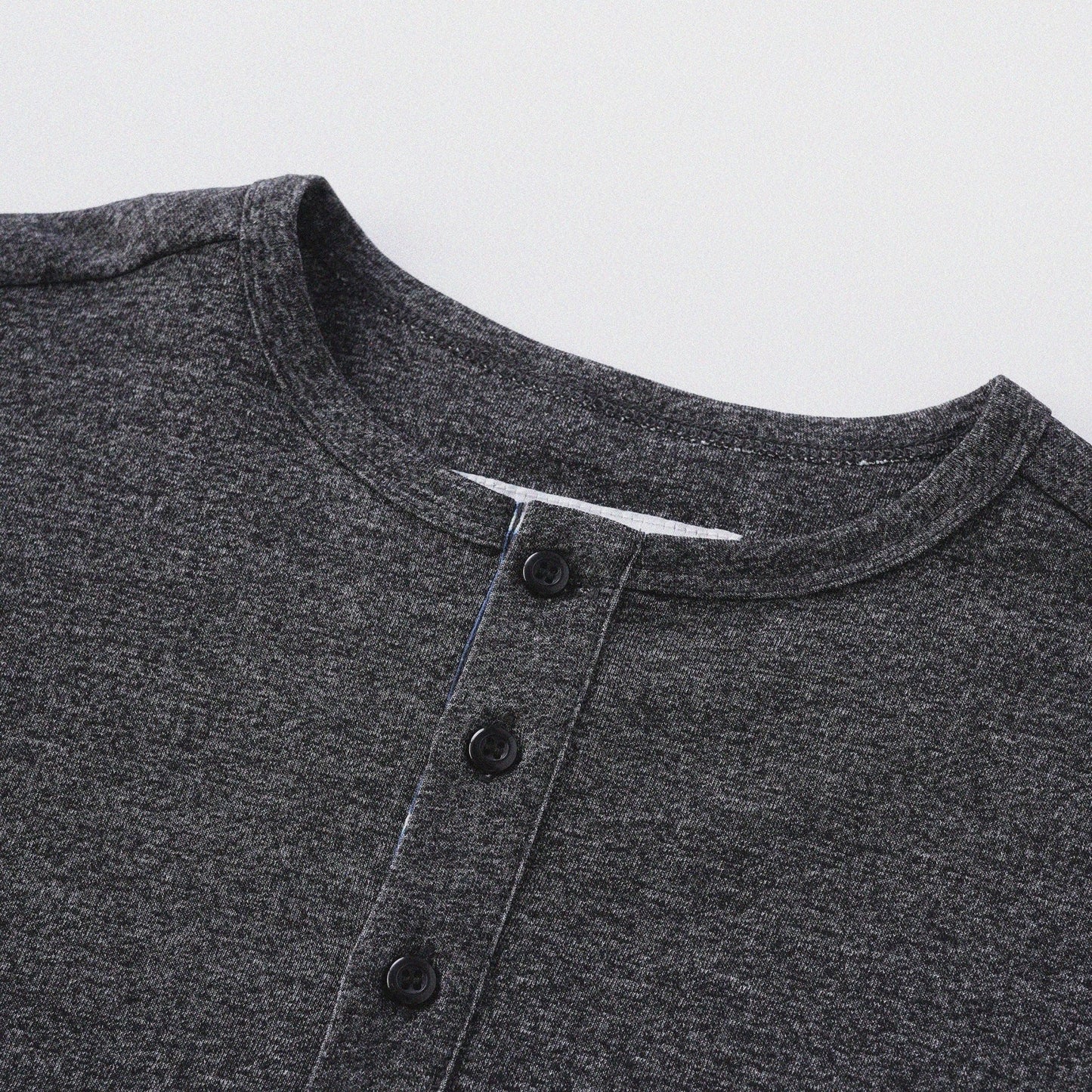胡椒鹽冷感亨利領T-Shirt（黑色）Salt & Pepper Cooling Henley T-Shirt（Black） - Full House Denim & Workshop