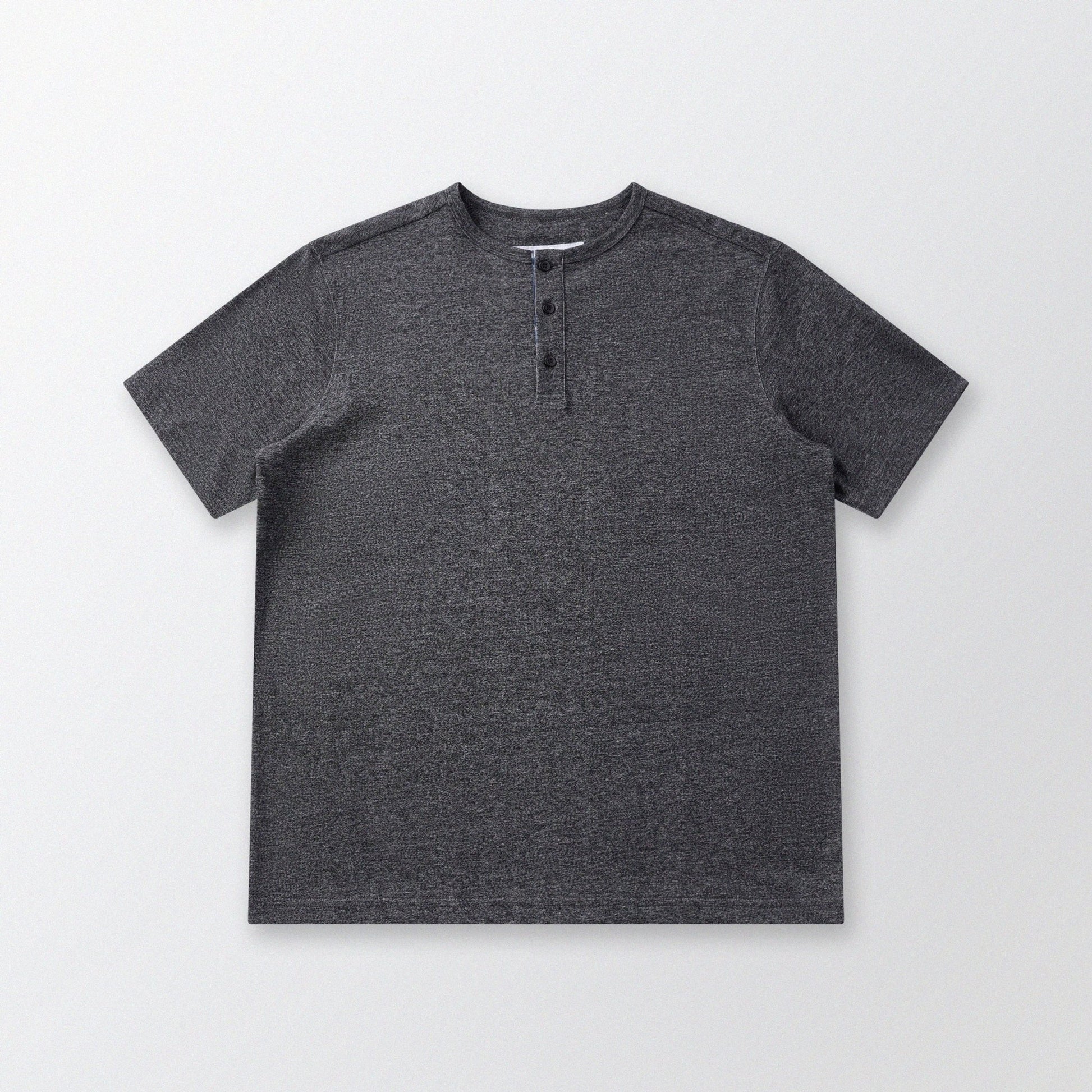 胡椒鹽冷感亨利領T-Shirt（黑色）Salt & Pepper Cooling Henley T-Shirt（Black） - Full House Denim & Workshop