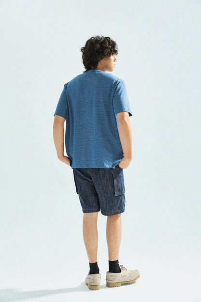 胡椒鹽冷感亨利領T-Shirt（藍色）Salt & Pepper Cooling Henley T-Shirt（Blue） - Full House Denim & Workshop