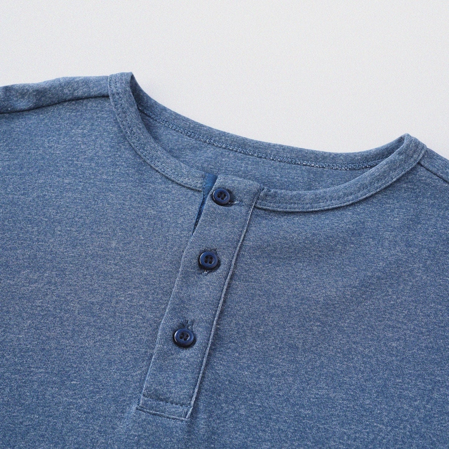 胡椒鹽冷感亨利領T-Shirt（藍色）Salt & Pepper Cooling Henley T-Shirt（Blue） - Full House Denim & Workshop