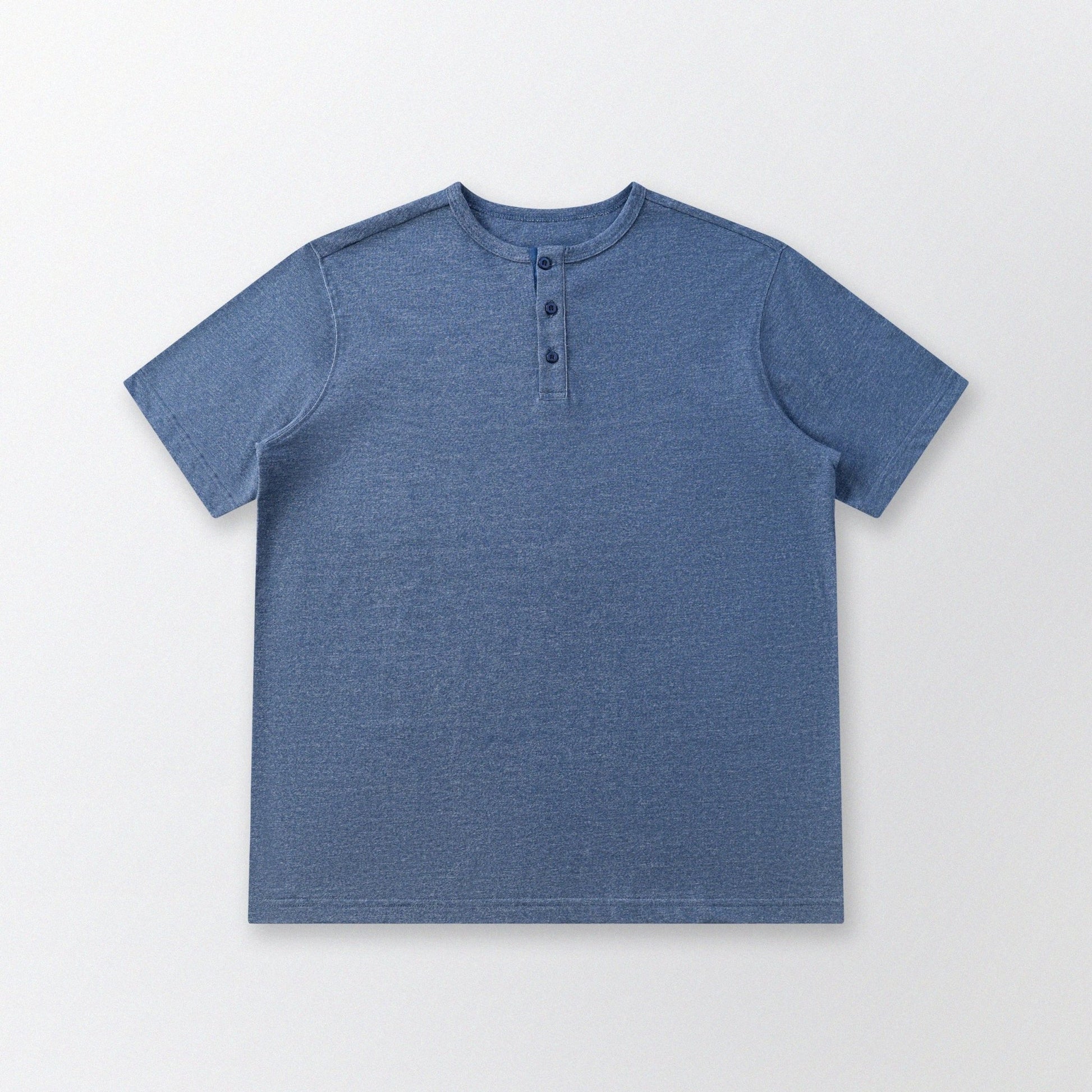 胡椒鹽冷感亨利領T-Shirt（藍色）Salt & Pepper Cooling Henley T-Shirt（Blue） - Full House Denim & Workshop