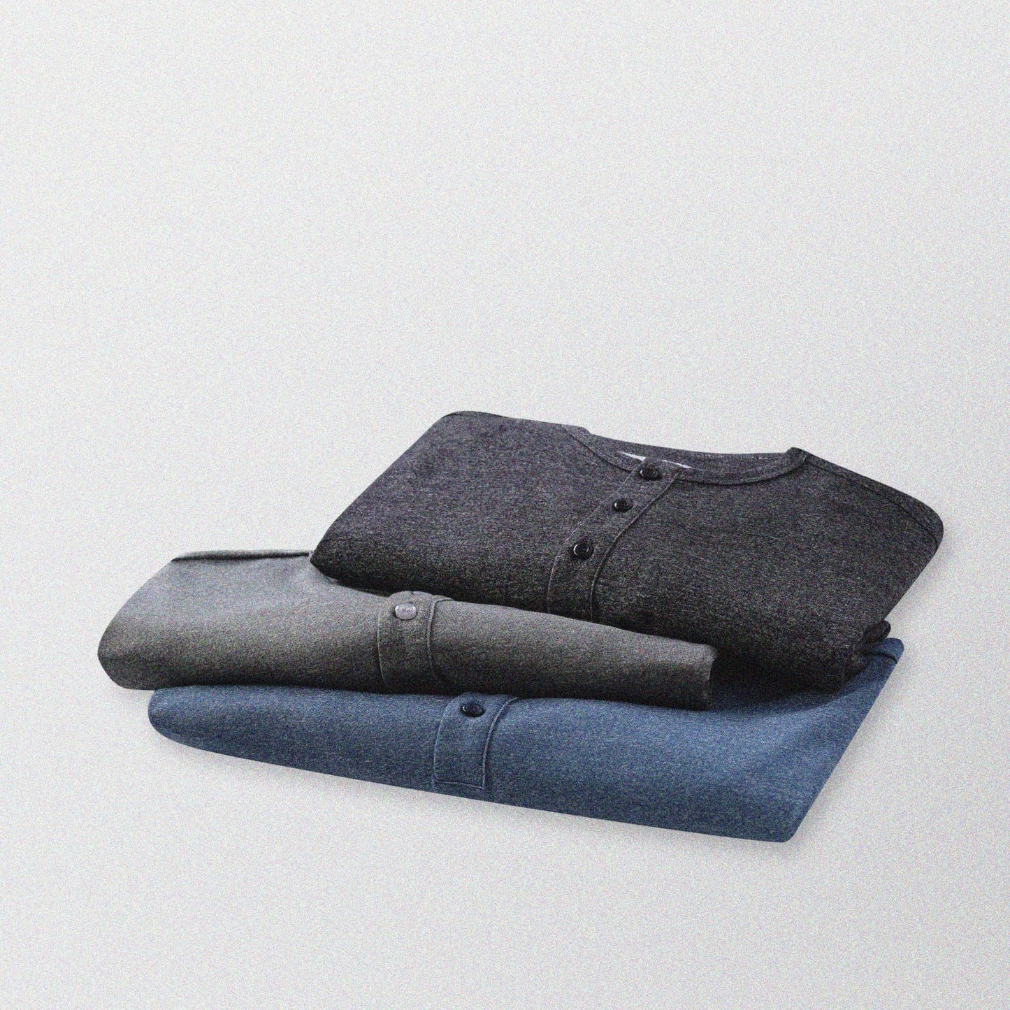 胡椒鹽冷感亨利領T-Shirt（藍色）Salt & Pepper Cooling Henley T-Shirt（Blue） - Full House Denim & Workshop