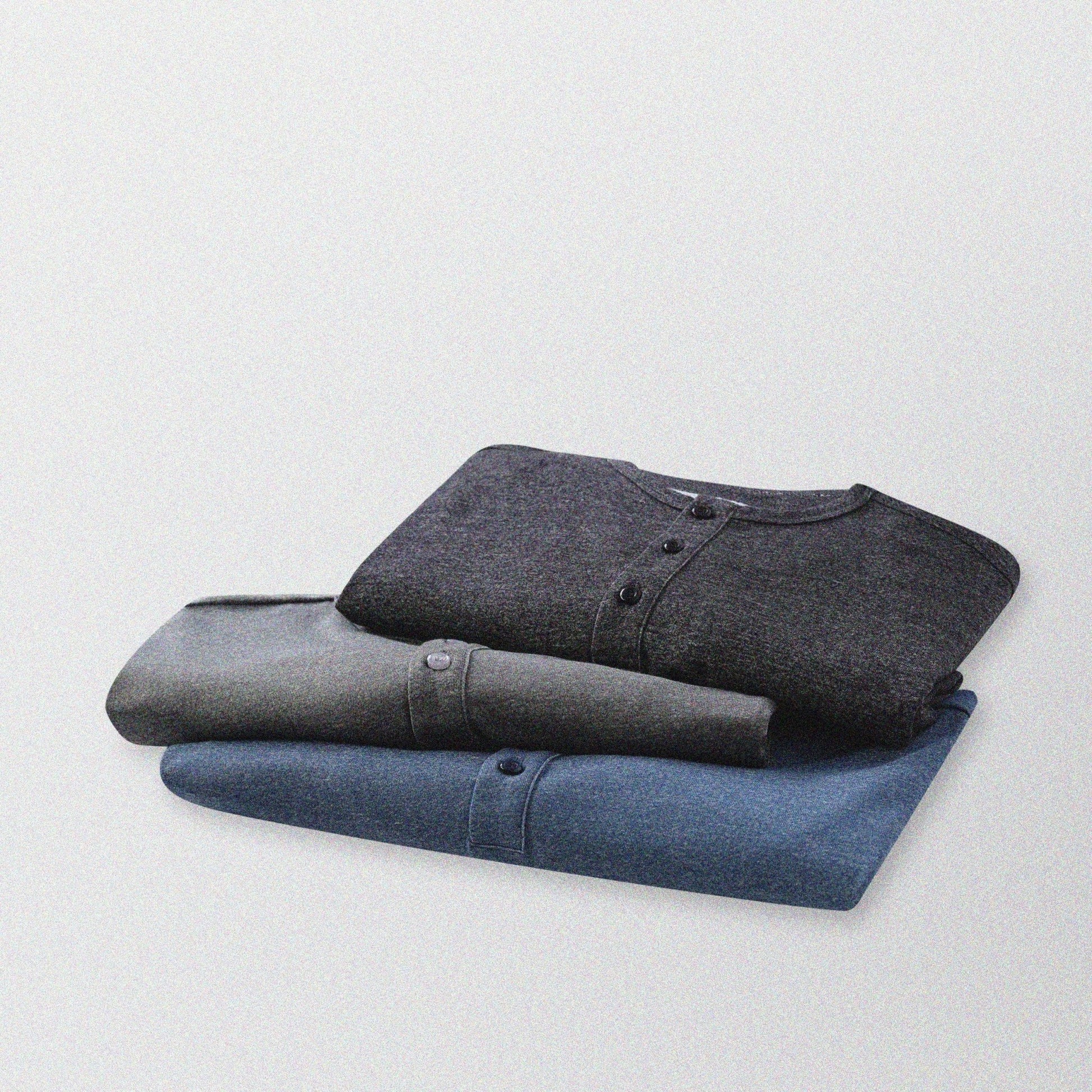 胡椒鹽冷感亨利領T-Shirt（藍色）Salt & Pepper Cooling Henley T-Shirt（Blue） - Full House Denim & Workshop