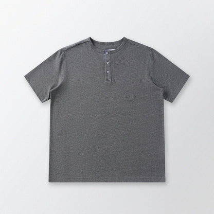 胡椒鹽冷感亨利領T-Shirt（灰色）Salt & Pepper Cooling Henley T-Shirt（Grey） - Full House Denim & Workshop
