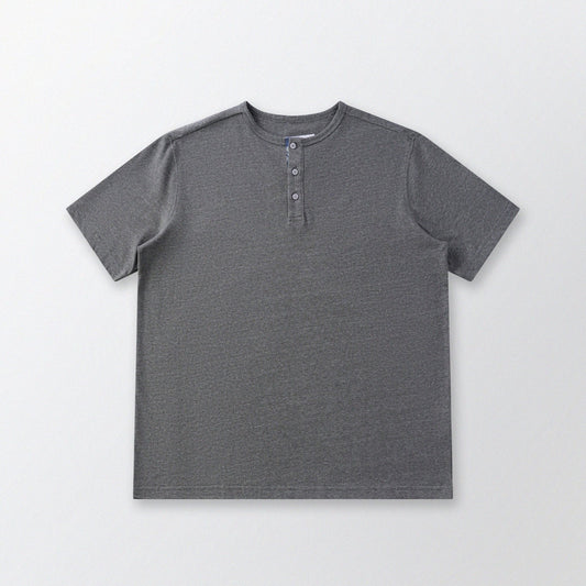 胡椒鹽冷感亨利領T-Shirt（灰色）Salt & Pepper Cooling Henley T-Shirt（Grey） - Full House Denim & Workshop