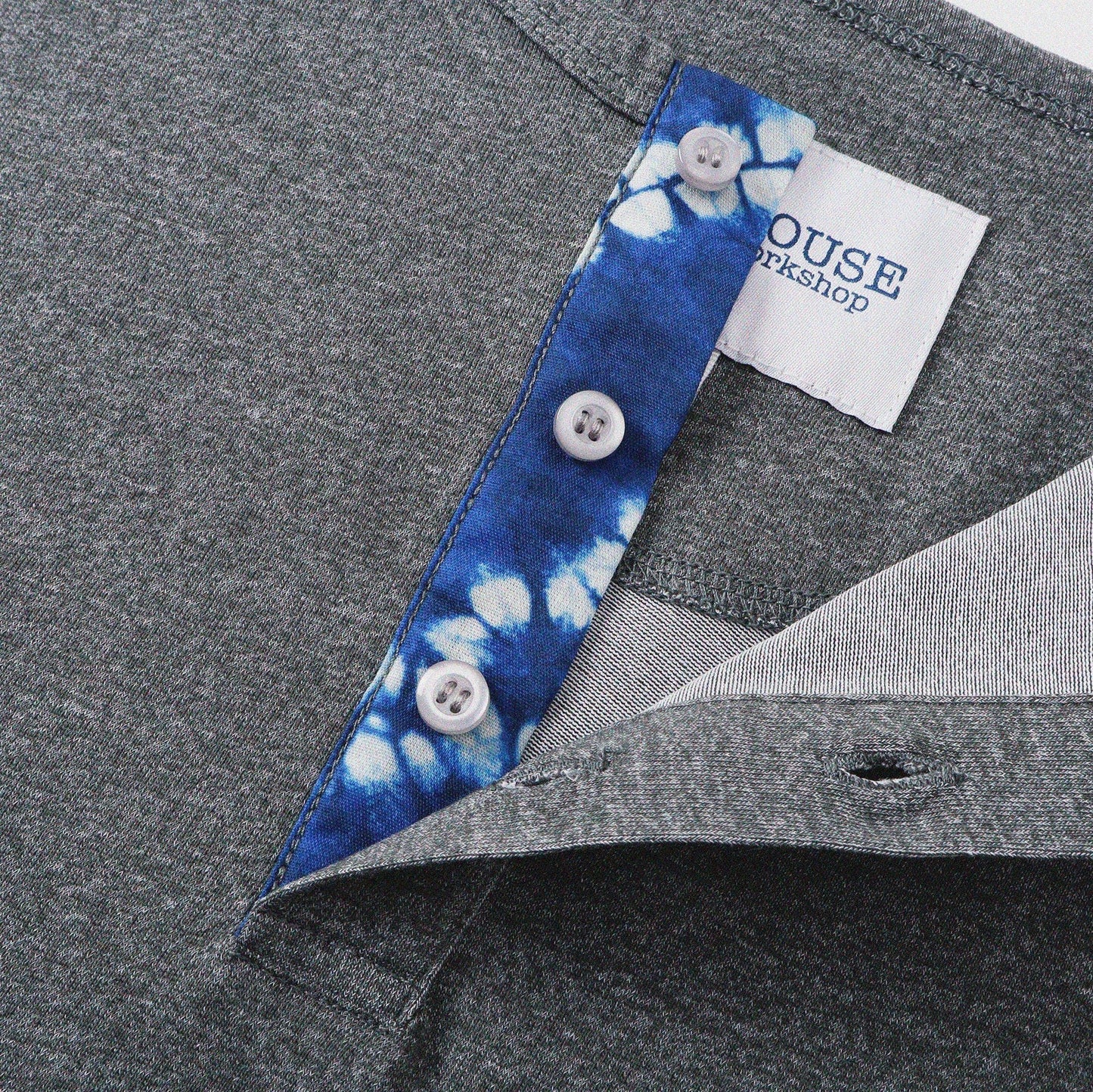 胡椒鹽冷感亨利領T-Shirt（灰色）Salt & Pepper Cooling Henley T-Shirt（Grey） - Full House Denim & Workshop