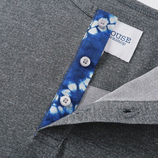 胡椒鹽冷感亨利領T-Shirt（灰色）Salt & Pepper Cooling Henley T-Shirt（Grey） - Full House Denim & Workshop