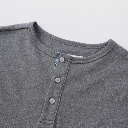 胡椒鹽冷感亨利領T-Shirt（灰色）Salt & Pepper Cooling Henley T-Shirt（Grey） - Full House Denim & Workshop