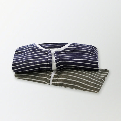 天竺棉假兩件亨利領T-Shirt（獺見色）Slub Cotton Faux Layered Henley T-Shirt（DARK BLUE） - Full House Denim & Workshop