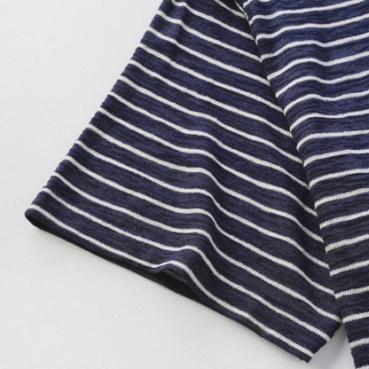 天竺棉假兩件亨利領T-Shirt（獺見色）Slub Cotton Faux Layered Henley T-Shirt（DARK BLUE） - Full House Denim & Workshop
