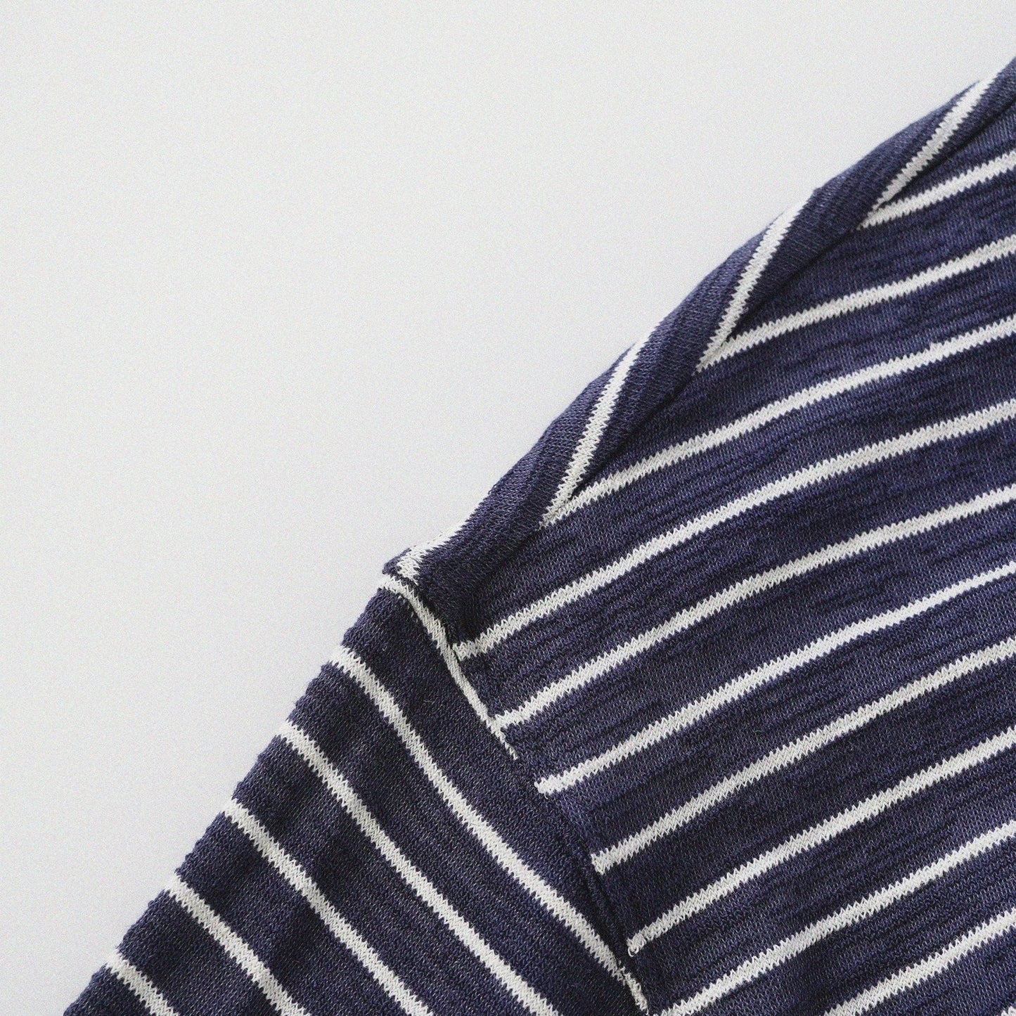 天竺棉假兩件亨利領T-Shirt（獺見色）Slub Cotton Faux Layered Henley T-Shirt（DARK BLUE） - Full House Denim & Workshop