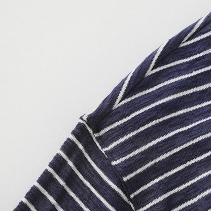 天竺棉假兩件亨利領T-Shirt（獺見色）Slub Cotton Faux Layered Henley T-Shirt（DARK BLUE） - Full House Denim & Workshop