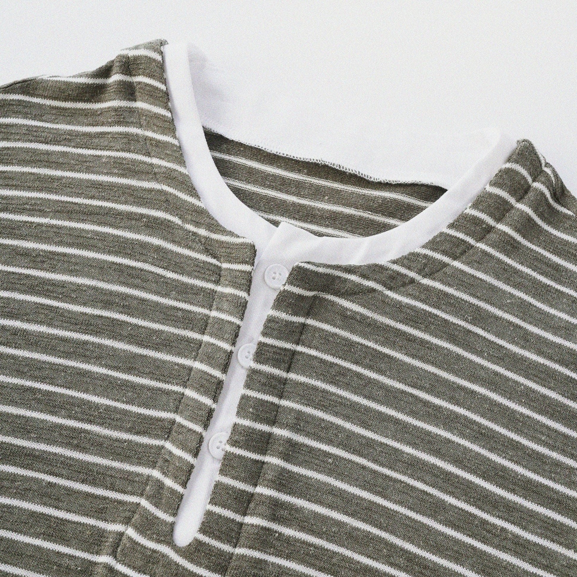 天竺棉假兩件亨利領T-Shirt（出岫色）Slub Cotton Faux Layered Henley T-Shirt（HILLSIDE GREEN） - Full House Denim & Workshop