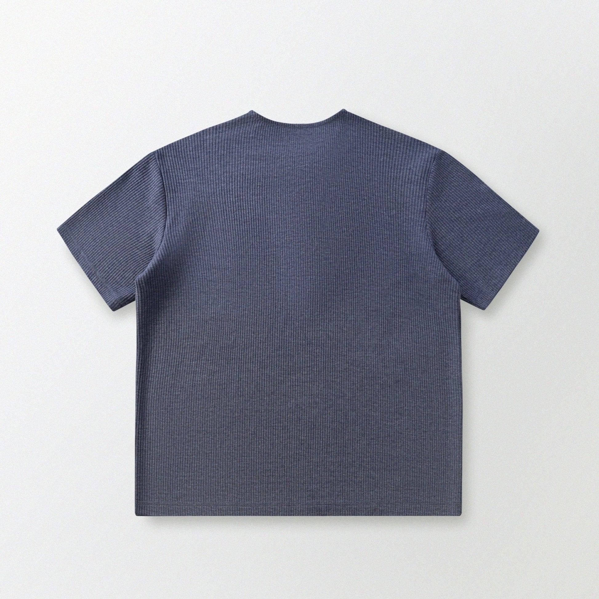 華夫格中式手工扣T-Shirt（蒼藍色）Waffle KF Button Boxy T-Shirt（BLUE） - Full House Denim & Workshop