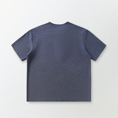 華夫格中式手工扣T-Shirt（蒼藍色）Waffle KF Button Boxy T-Shirt（BLUE） - Full House Denim & Workshop