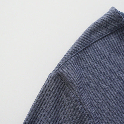 華夫格中式手工扣T-Shirt（蒼藍色）Waffle KF Button Boxy T-Shirt（BLUE） - Full House Denim & Workshop